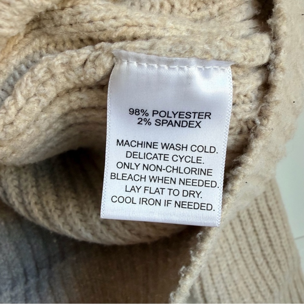 Calligraphie Beige Cable Knit 1/4 Zip Sweater | M - Picture 4 of 4